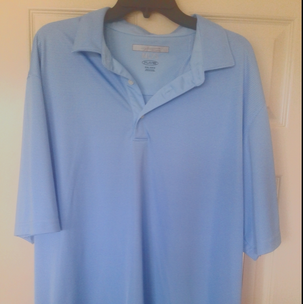 Greg Norman mens golf polo ML 75 Play ask Blue